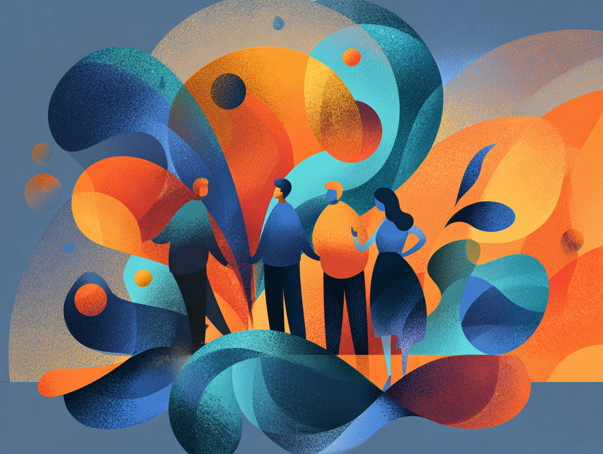 Symbolische Illustration von Menschen als Symbol für Team